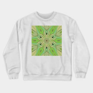 Cartoon Mandala Flower Green and Blue Crewneck Sweatshirt